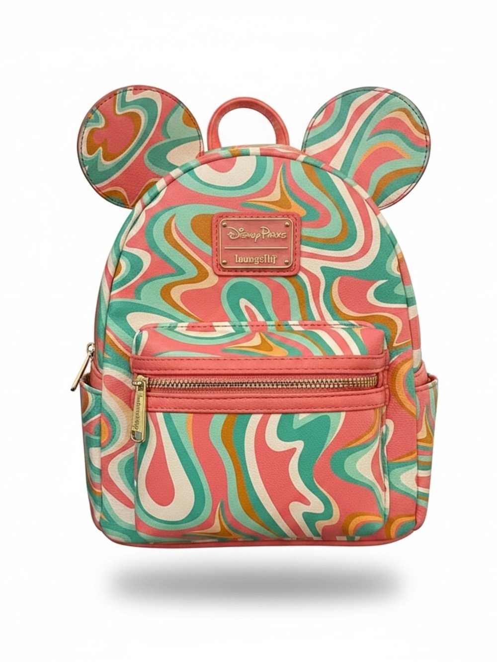Disney Parks Loungefly Multicolor Teal Pink Coral Swirl Backpack with Ears - Picture 1 of 8